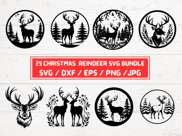 29 Christmas Reindeer SVG Bundle