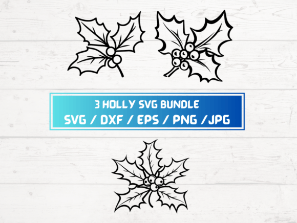 3 Christmas Holly SVG Bundle