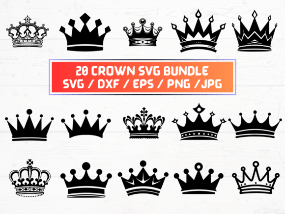 30 Crown SVG, DXF, EPS, JPG & PNG Files