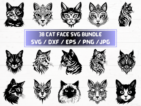 38 Cat Face SVG Collection