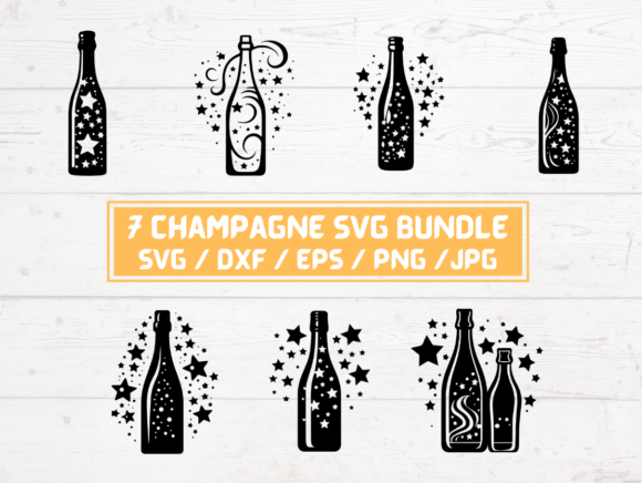 4 Champagne Bottle SVG Bundle