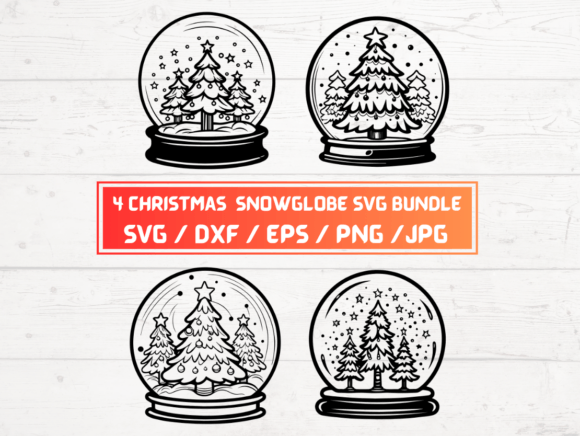 4 CHRISTMAS Snowglobe SVG Bundle