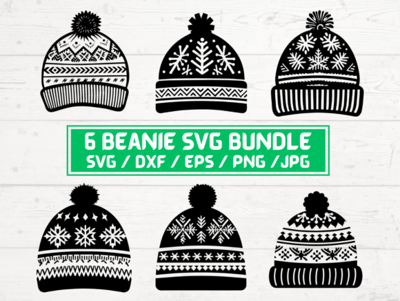 6 Christmas Beanie SVG Bundle