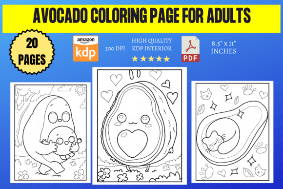Avocado Coloring Pages for Adults & Kids: A Fun, Relaxing, and Print-Ready Digital Coloring Collection