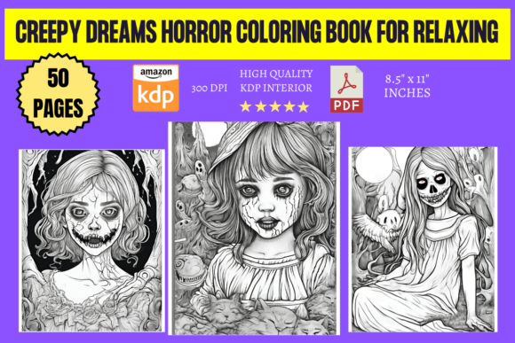 Creepy Dreams Horror Coloring Page