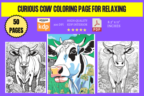 Curious Cow Coloring Book for Relaxing