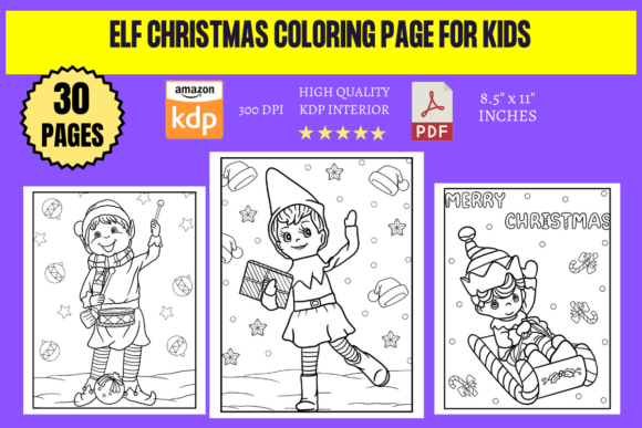 Elf Christmas Coloring Page for Kids