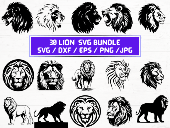 Lion SVG, DXF, EPS, JPG: Versatile Digital Assets for Modern Creators