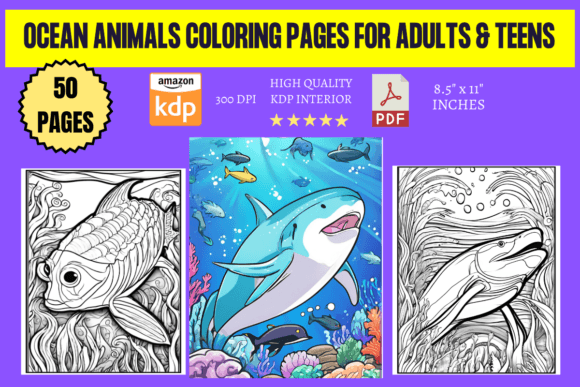 Ocean Animals Coloring Pages for Adults