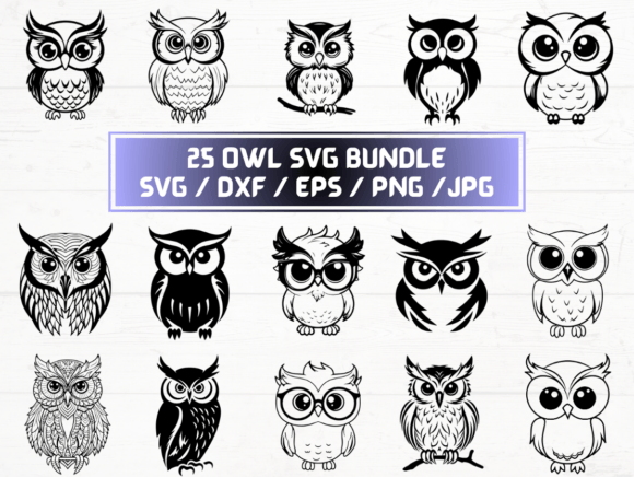 Owl SVG, DXF, EPS, JPG & PNG Files