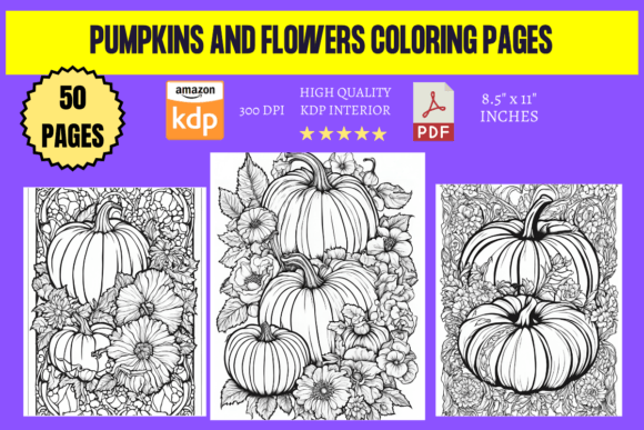 Pumpkins and Flowers Coloring Pages