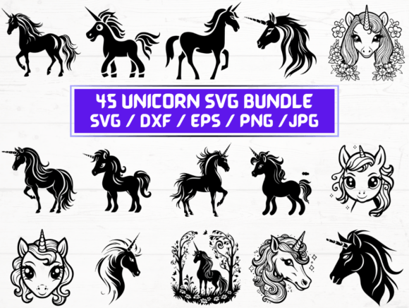 Unicorn SVG, DXF, EPS, JPG & PNG Files: Your All-in-One Digital Design Bundle